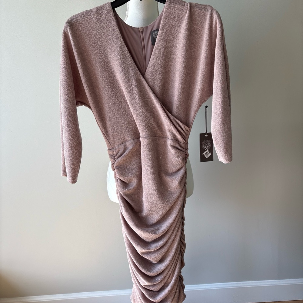 Elegant Mauve Ruched Dress Vince Camuto Women's/Misses V-Neck Dress NWTSize 0